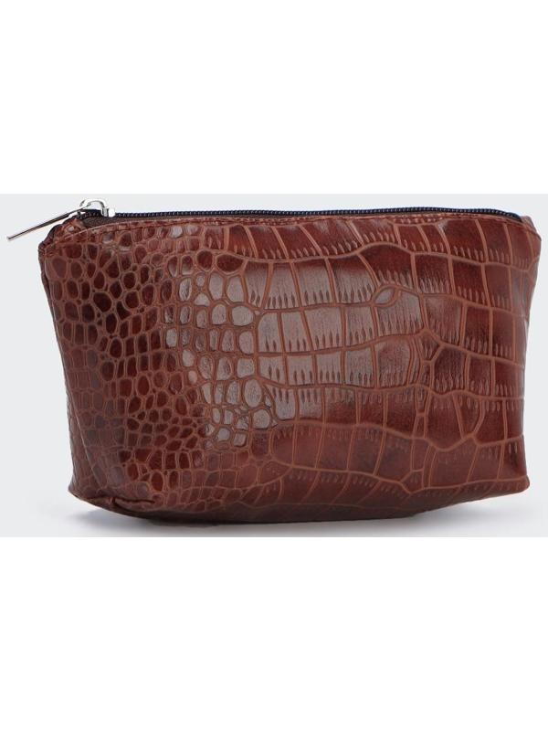 Косметичка на молнии, цвет коричневый