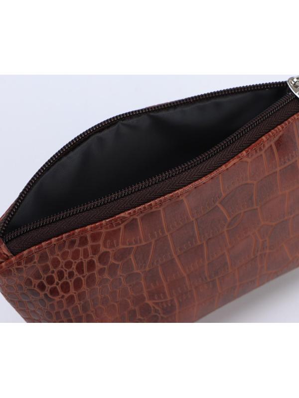 Косметичка на молнии, цвет коричневый