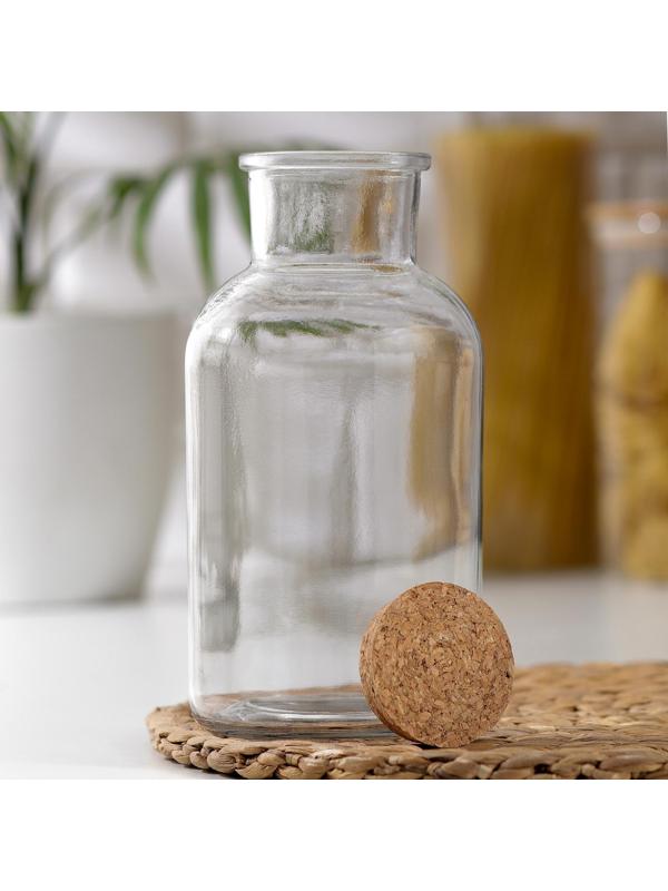 Бутыль стеклянная для соусов и масла с пробковой крышкой Доляна «Парфе», 1,2 л, 10×20,5 см