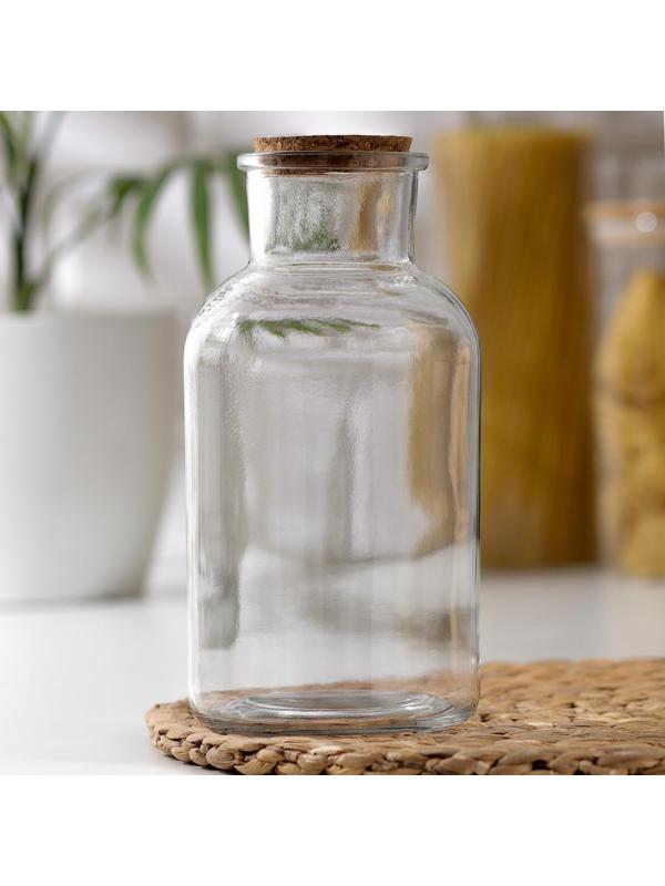 Бутыль стеклянная для соусов и масла с пробковой крышкой Доляна «Парфе», 1,2 л, 10×20,5 см