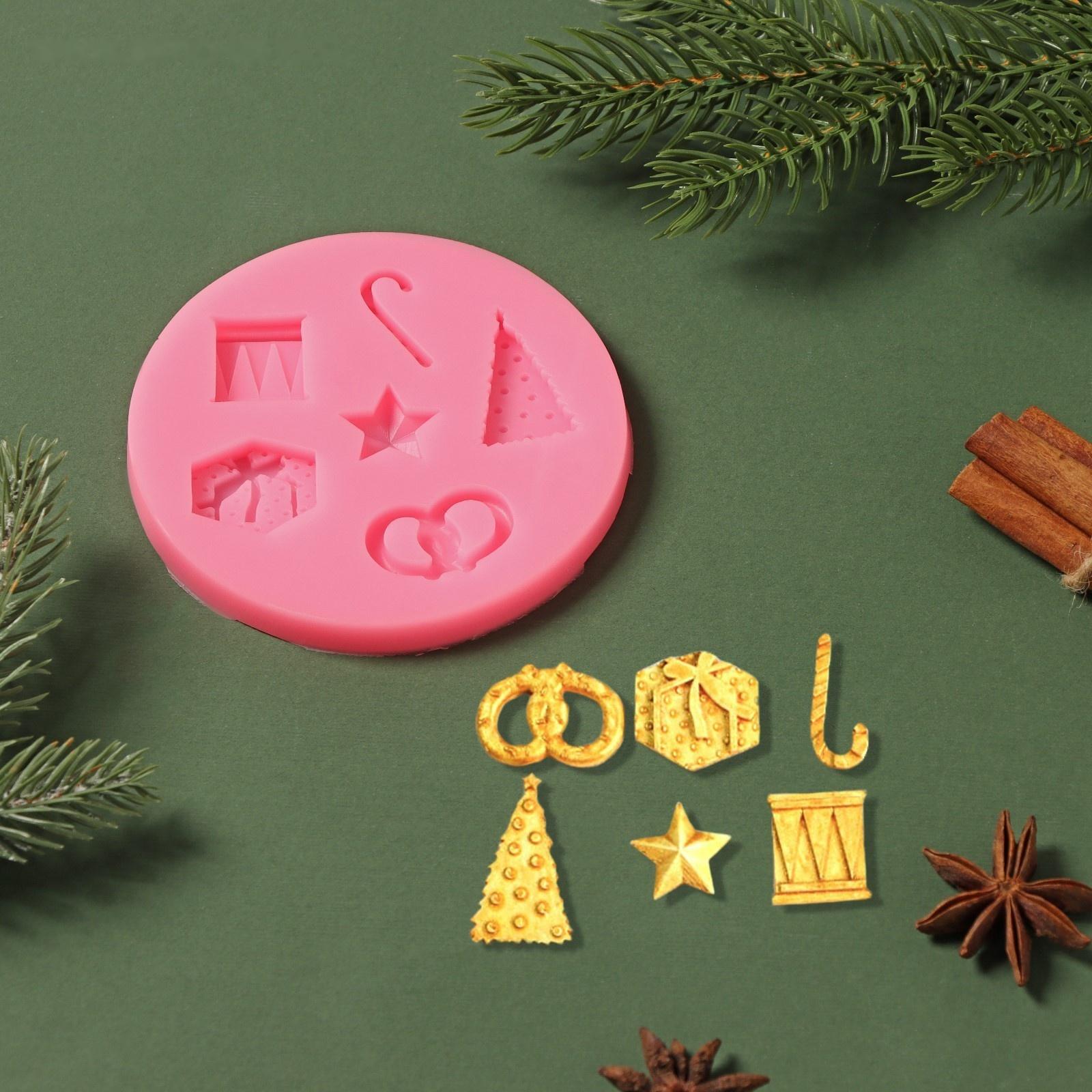 Силиконовый молд «Новогодние атрибуты», 10×10×1 см, цвет МИКС