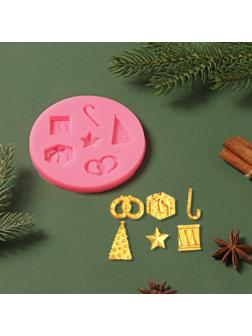 Силиконовый молд «Новогодние атрибуты», 10×10×1 см, цвет МИКС