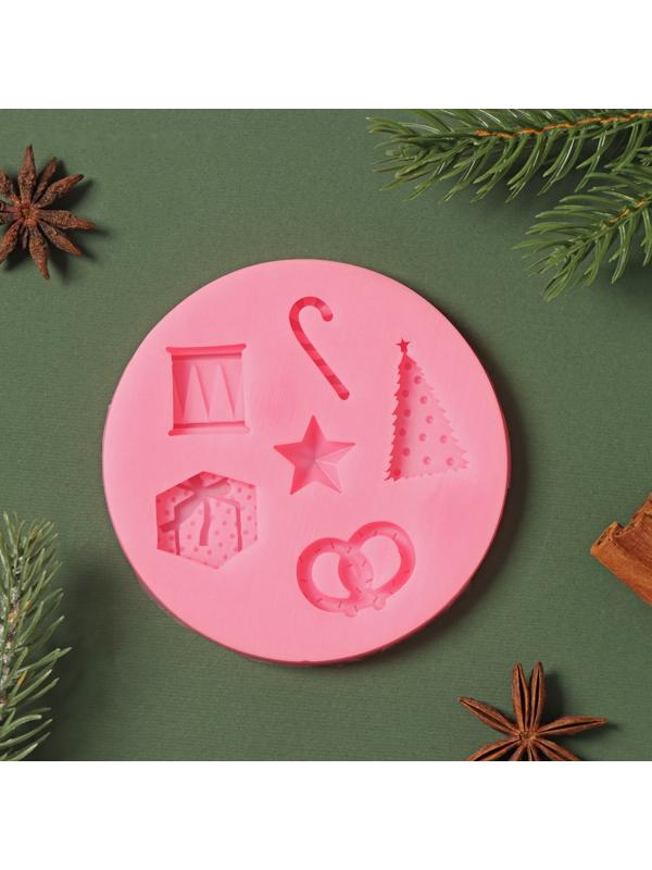 Силиконовый молд «Новогодние атрибуты», 10×10×1 см, цвет МИКС