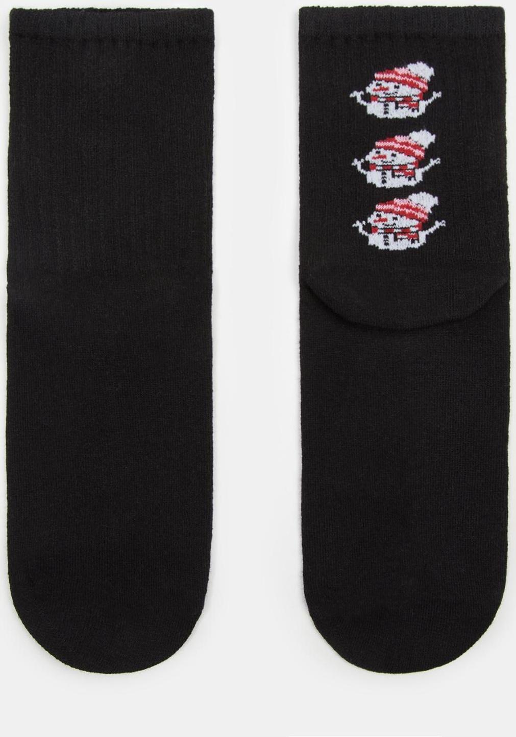 Носки новогодние мужские «Снеговики» MINAKU цвет чёрный, размер 40-41