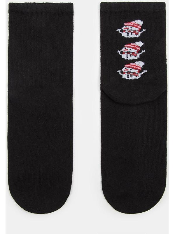 Носки новогодние мужские «Снеговики» MINAKU цвет чёрный, размер 42-43