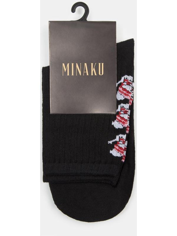 Носки новогодние мужские «Снеговики» MINAKU цвет чёрный, размер 42-43