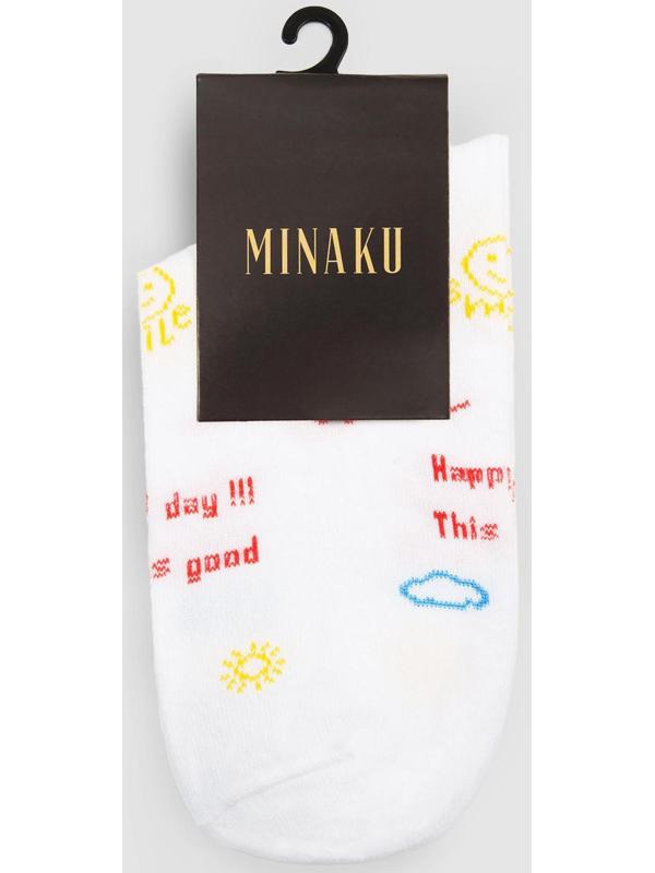 Носки женские MINAKU «Happy day», цвет белый, размер 38-39 (25 см)