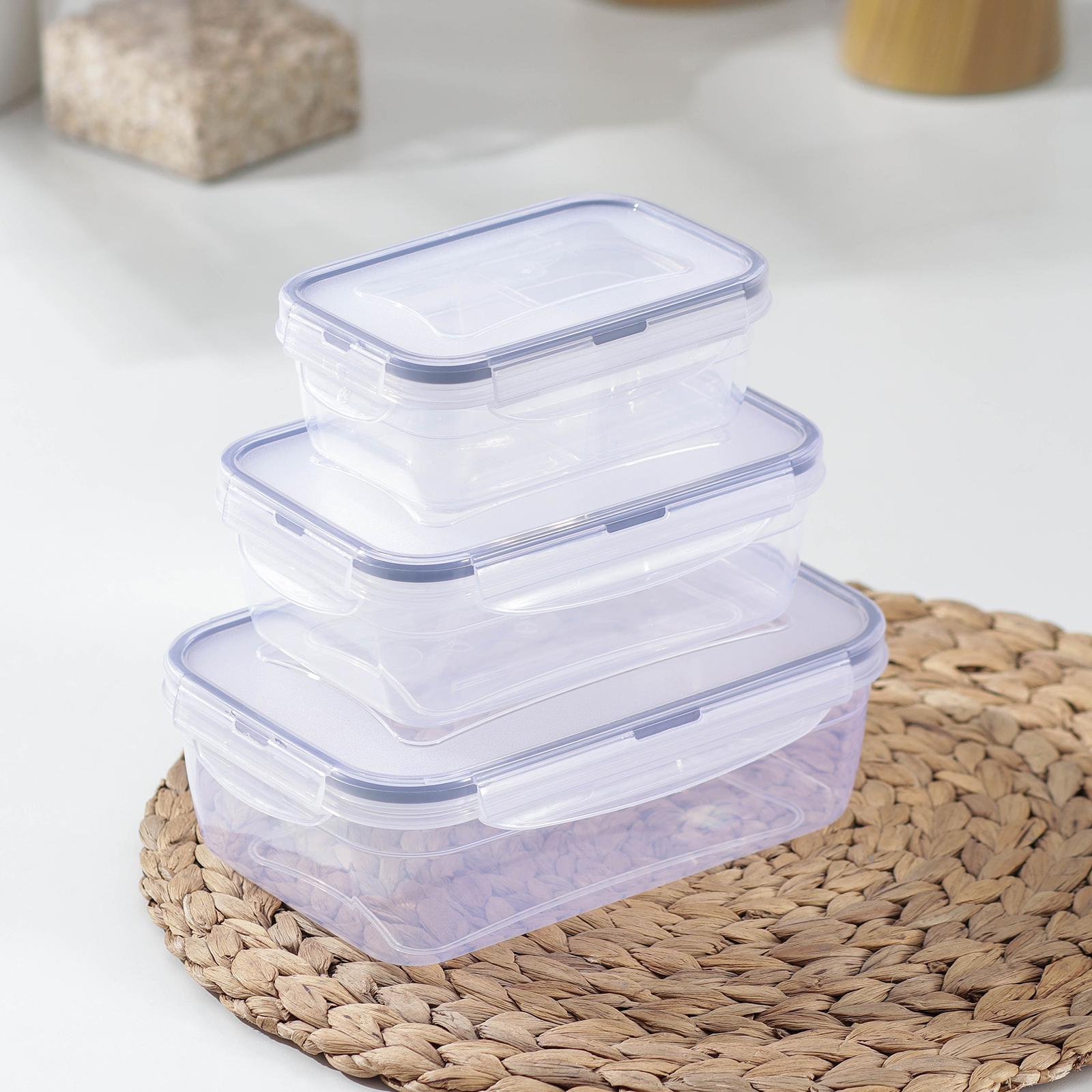 Набор ланч-боксов прямоугольных, 3 шт: 1,3 л, 0,7 л, 0,4 л