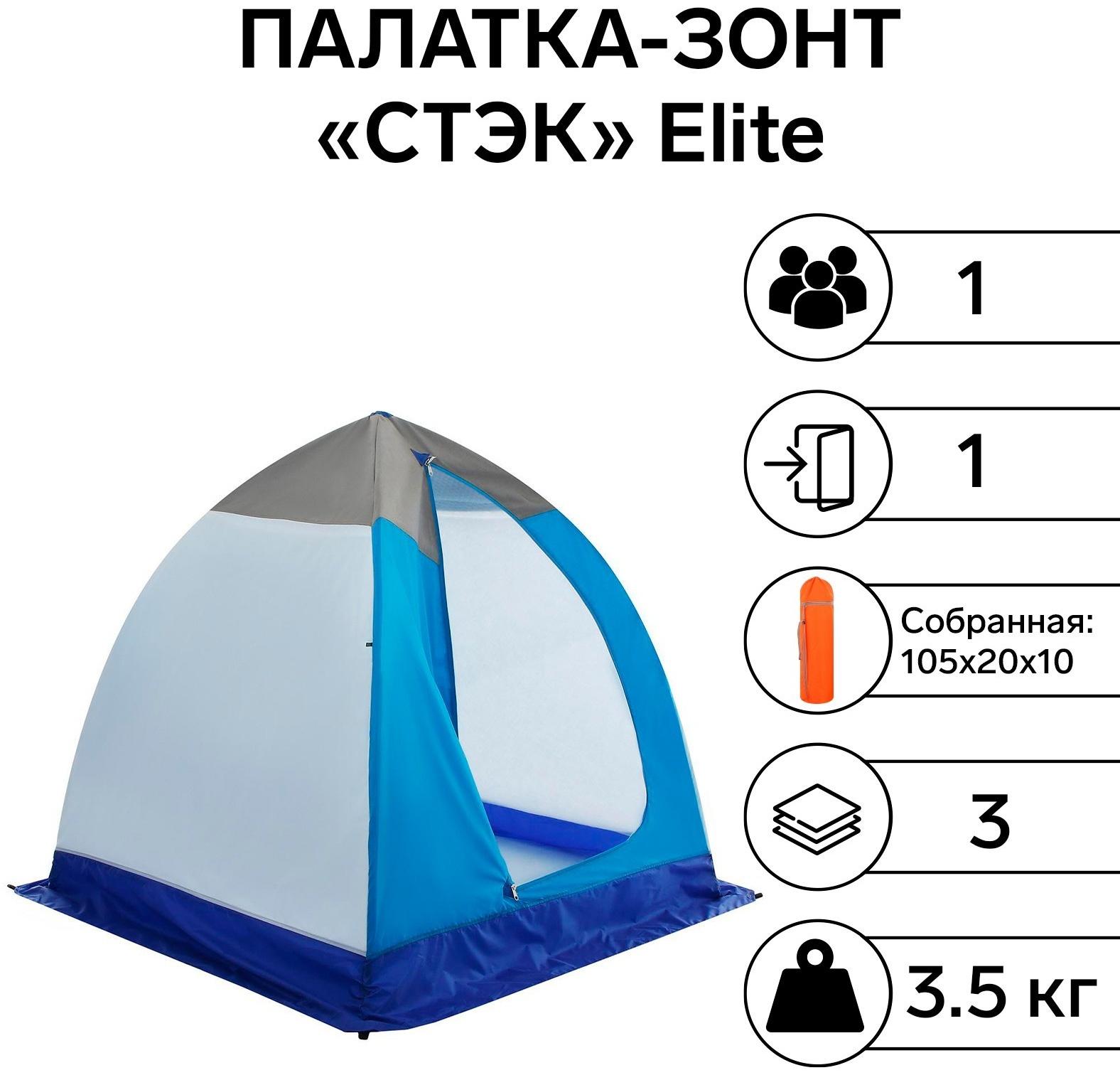 Палатка зимняя «СТЭК» Elite 1-местная, трёхслойная, дышащая