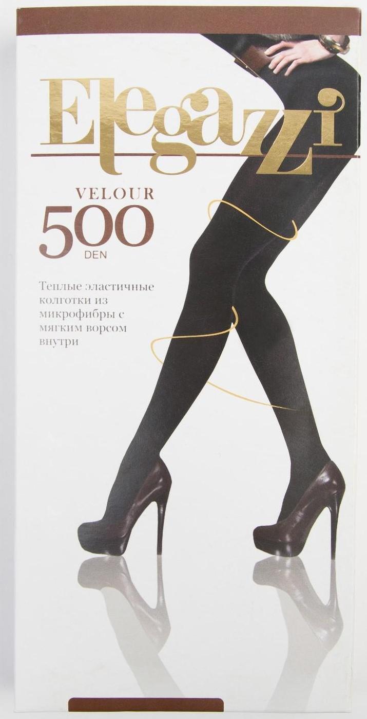 Колготки женские Elegazzi Velour 500 den микрофибра с начёсом, цвет чёрный, размер 2/3