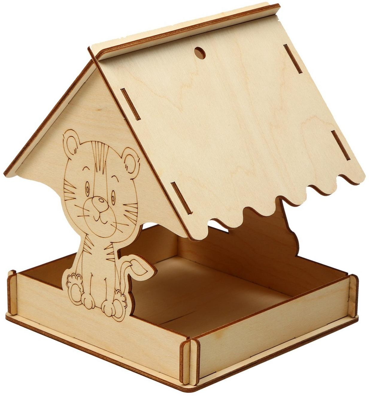 Деревянная кормушка своими руками для птиц «Тигр», 15,5 × 15 × 18,5 см, Greengo