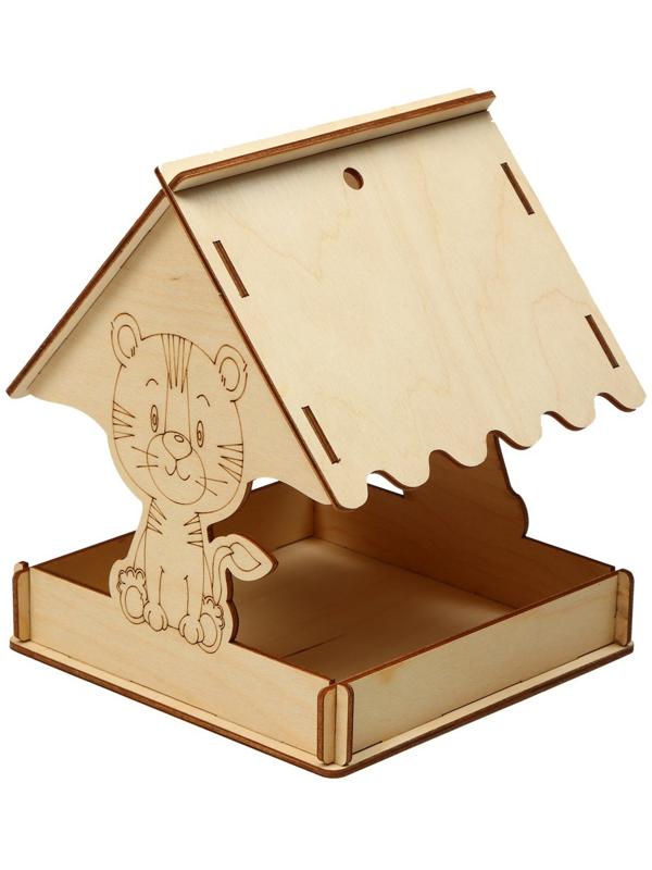 Деревянная кормушка своими руками для птиц «Тигр», 15,5 × 15 × 18,5 см, Greengo