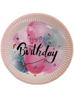 Тарелка бумажная «С Днём Рождения», воздушные шары, набор 6 шт.