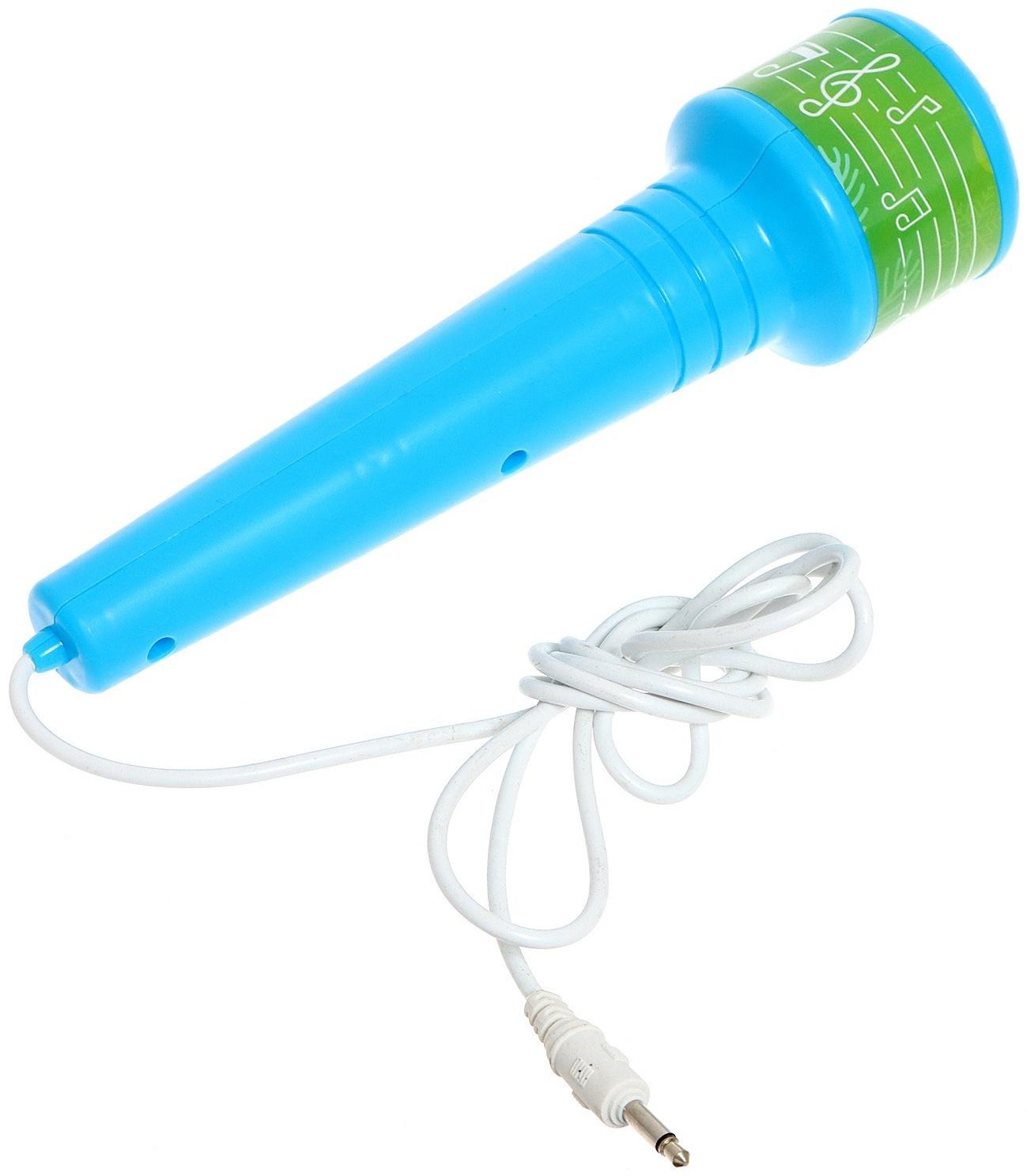 Микрофон на стойке «Новогодний подарок», цвет голубой