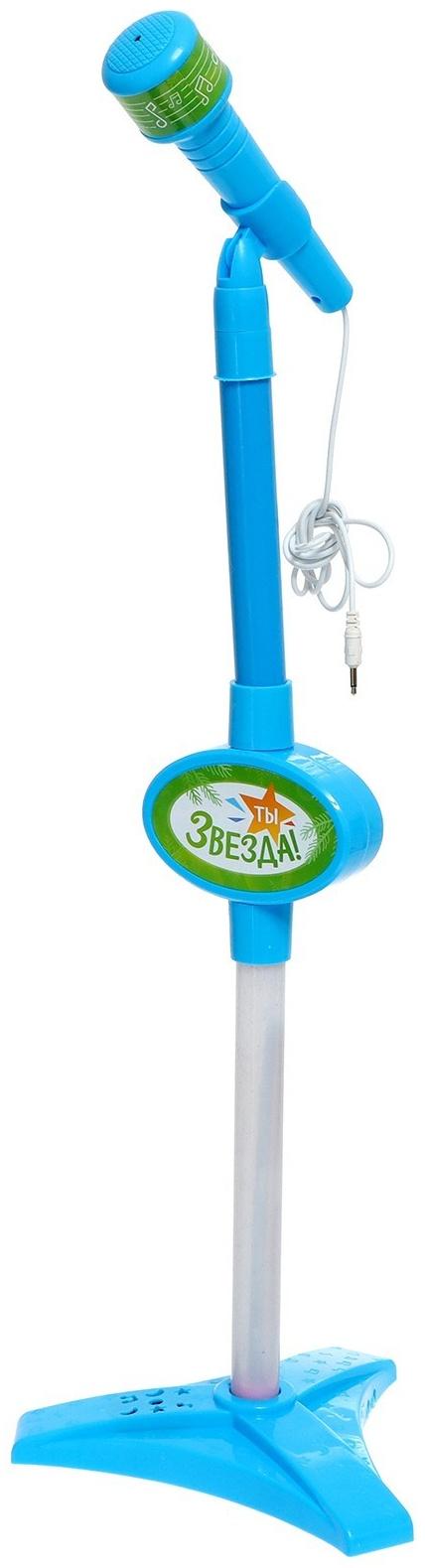 Микрофон на стойке «Новогодний подарок», цвет голубой