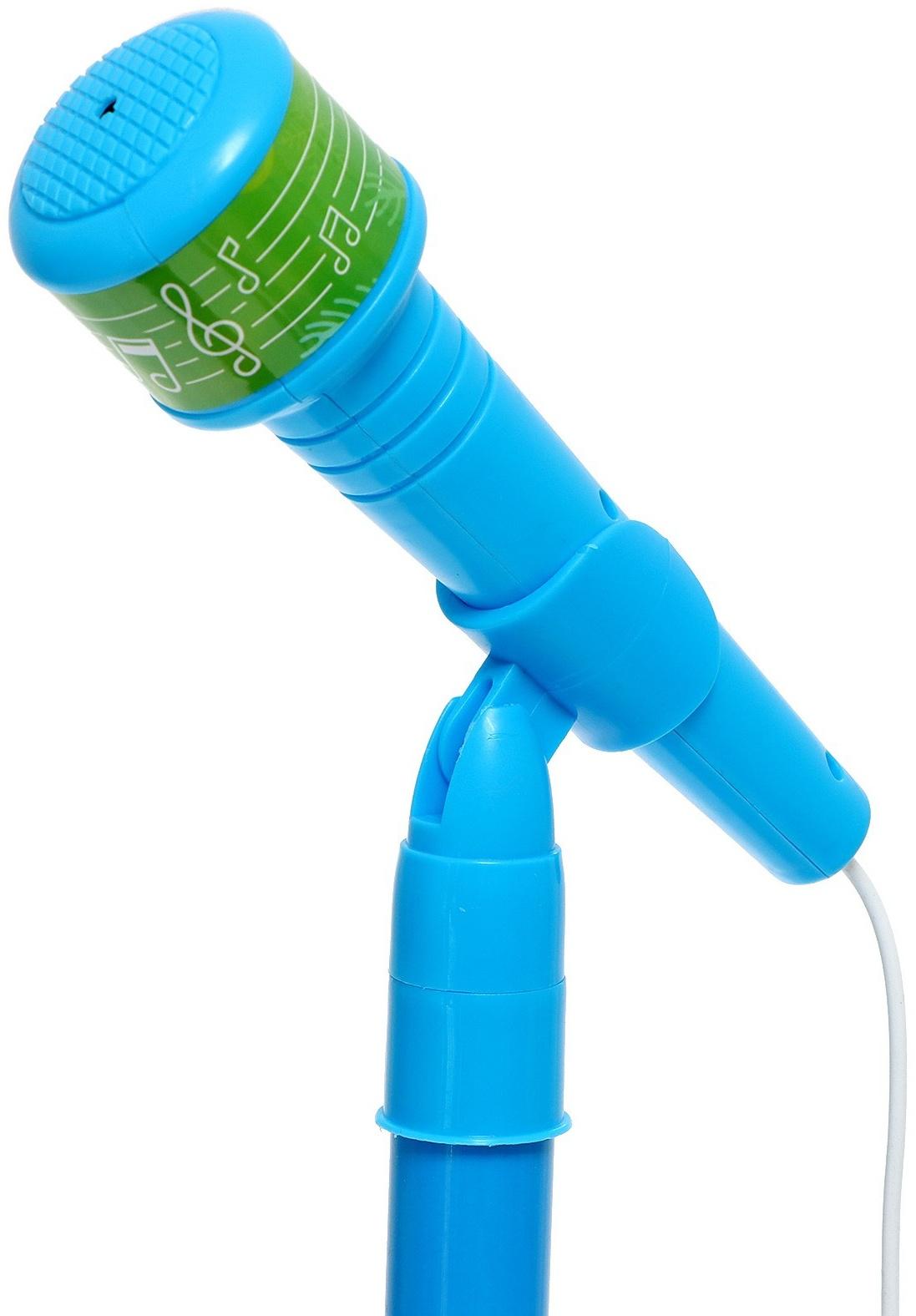 Микрофон на стойке «Новогодний подарок», цвет голубой