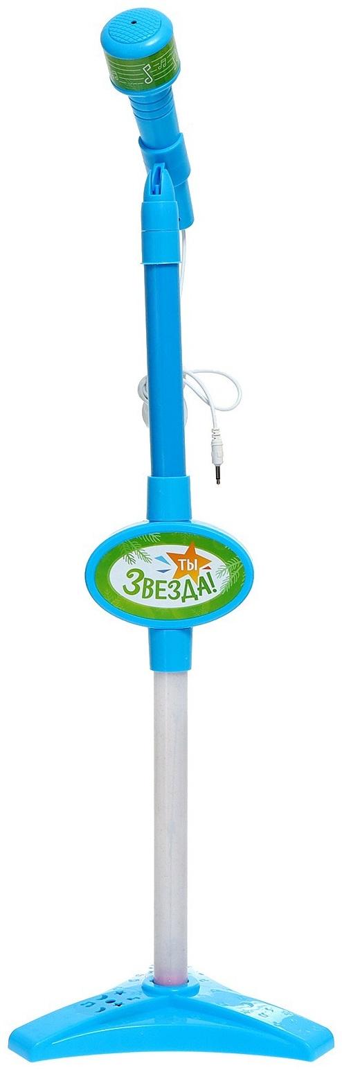 Микрофон на стойке «Новогодний подарок», цвет голубой