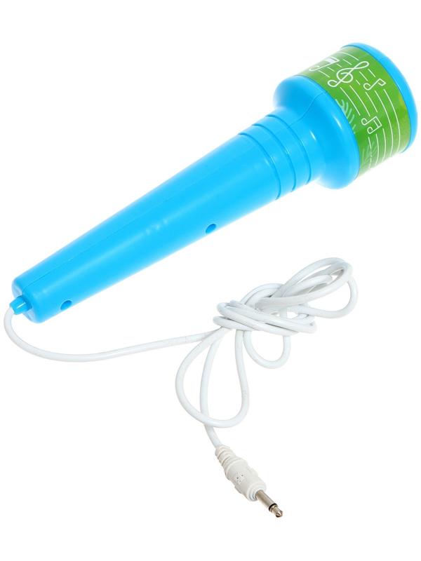 Микрофон на стойке «Новогодний подарок», цвет голубой