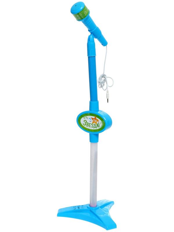 Микрофон на стойке «Новогодний подарок», цвет голубой