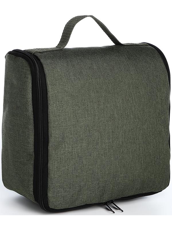 Косметичка-несессер на молнии, с подкладом, цвет хаки