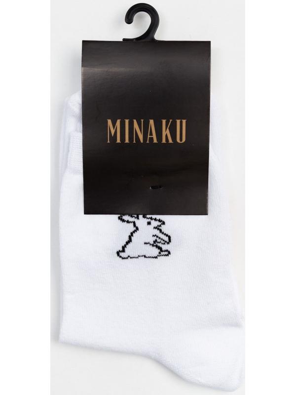 Носки женские MINAKU «Зайчик», цвет белый, размер 36-37 (23 см)