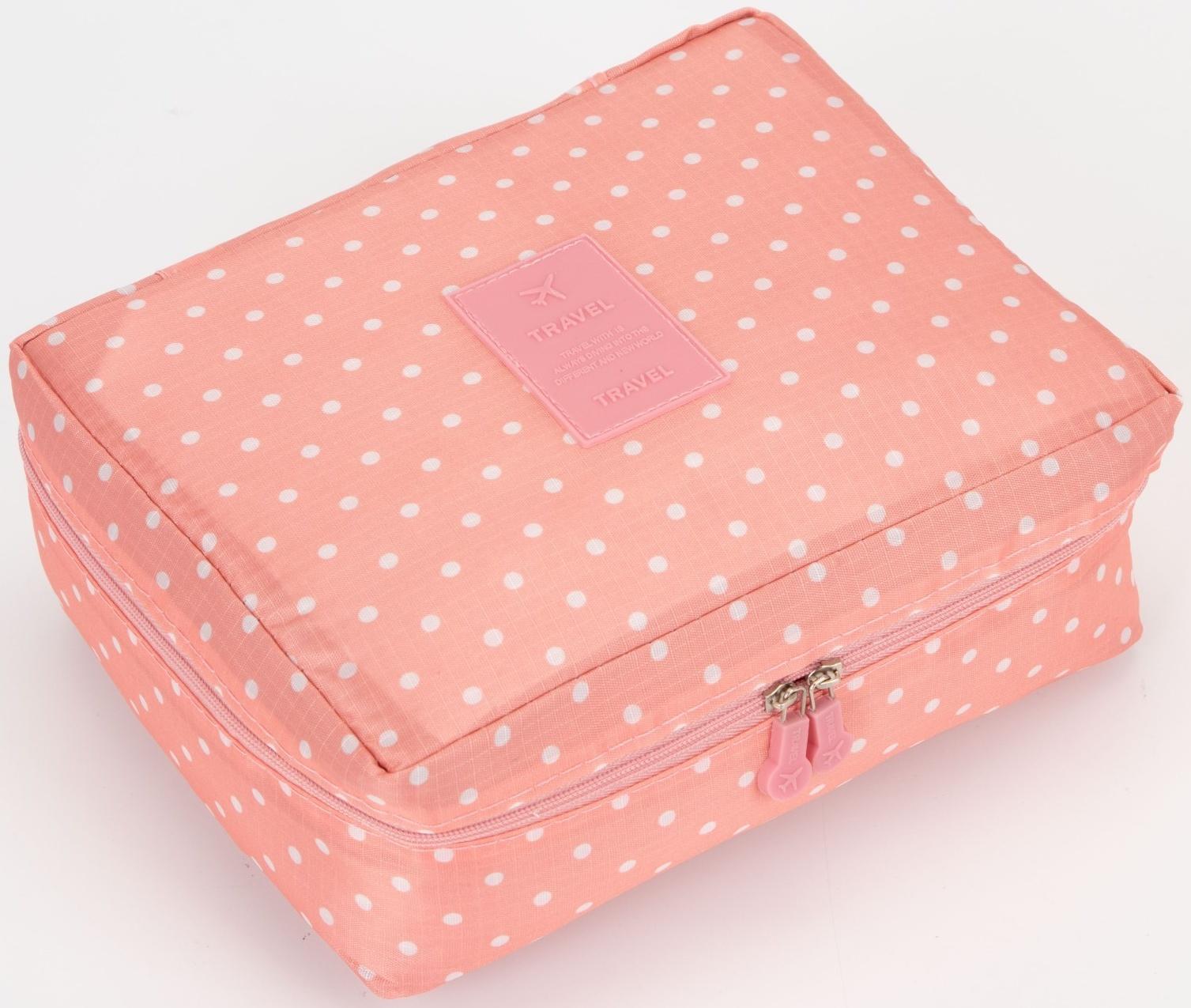 Косметичка дорожная, 2 отдела на молнии, цвет розовый