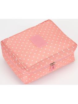Косметичка дорожная, 2 отдела на молнии, цвет розовый