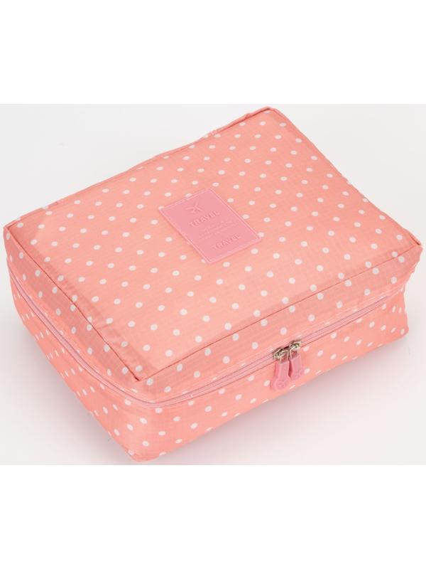 Косметичка дорожная, 2 отдела на молнии, цвет розовый
