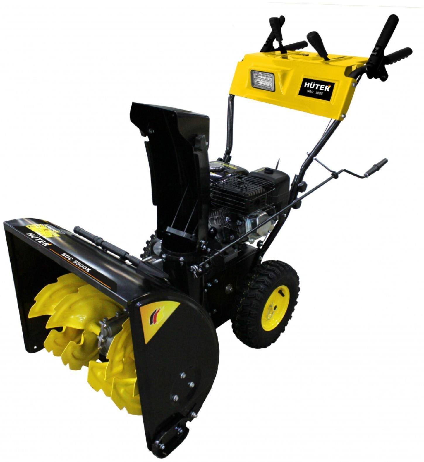 Снегоуборщик Huter SGC 5500Х, бензиновый, 7.5 л.с, 5.5 кВт, захват 62/54 см, скорости 5/2