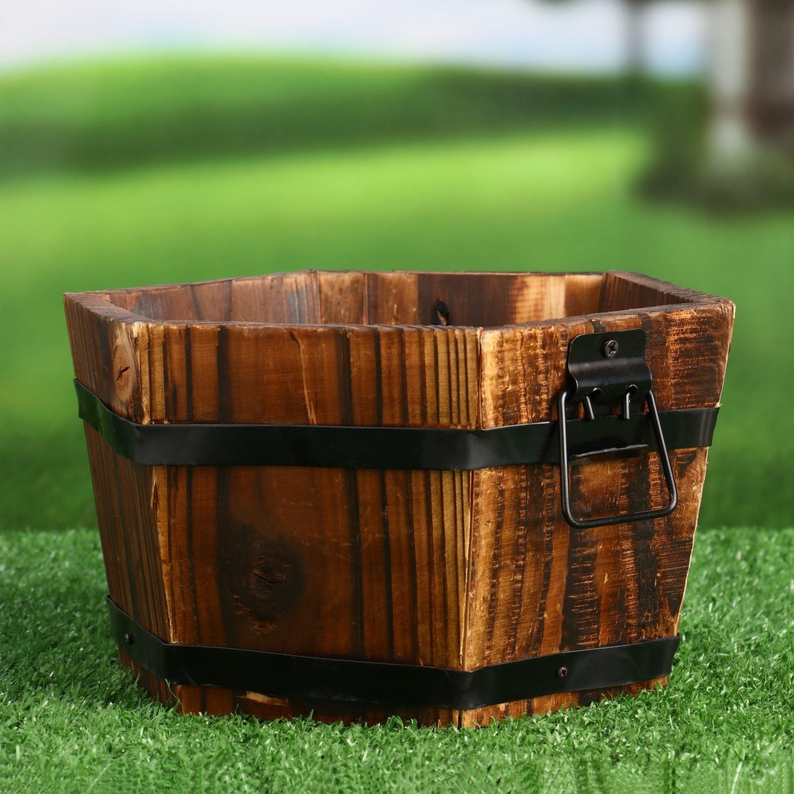 Набор деревянных кашпо, 6-ти угольных 19х16х13см