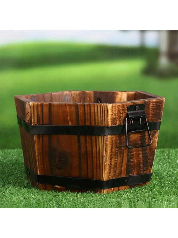 Набор деревянных кашпо, 6-ти угольных 19х16х13см