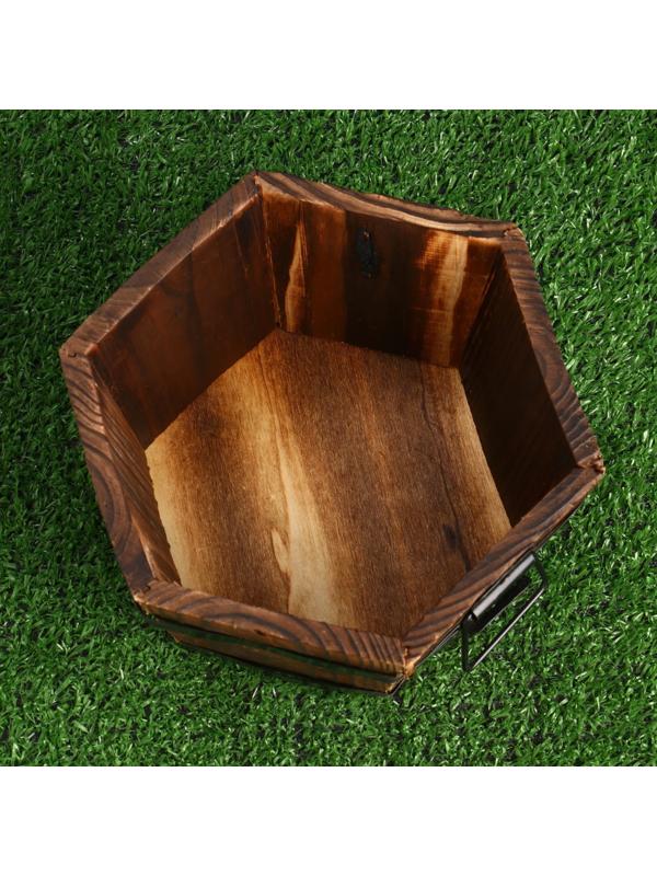 Набор деревянных кашпо, 6-ти угольных 19х16х13см