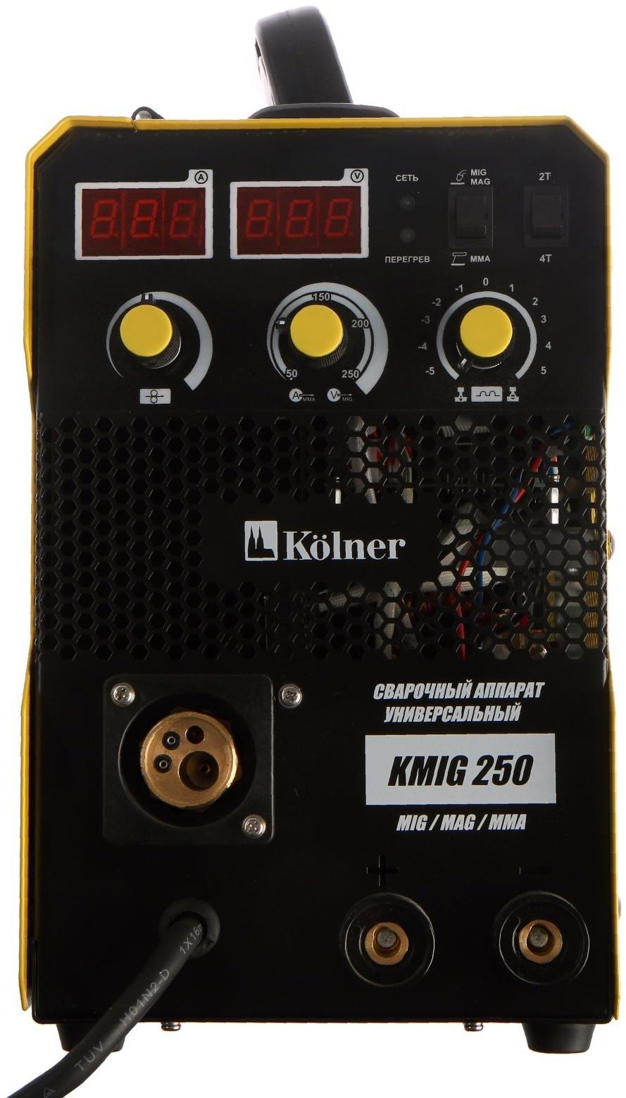Сварочный инвертор Kolner KMIG 250, полуавтомат, 6 кВт, 20-250 А, MIG / MAG / ММА, ПН 80%