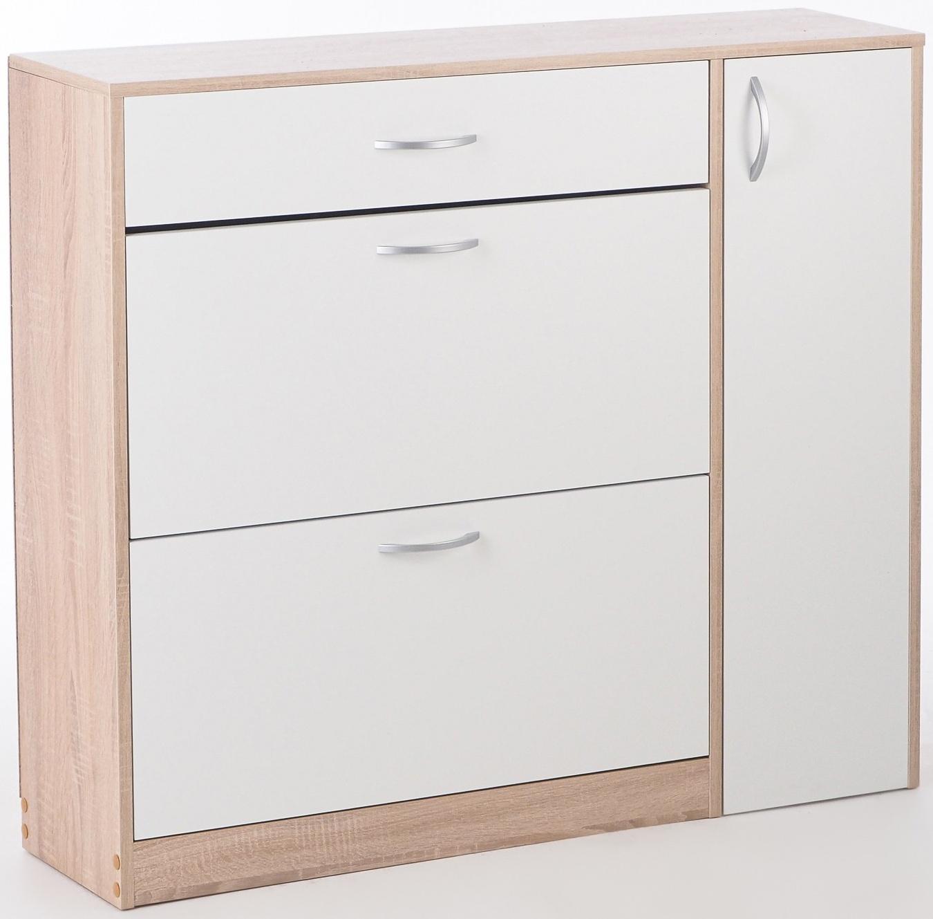 Обувница с дверью, 1060х280х960, Дуб сонома/Белый