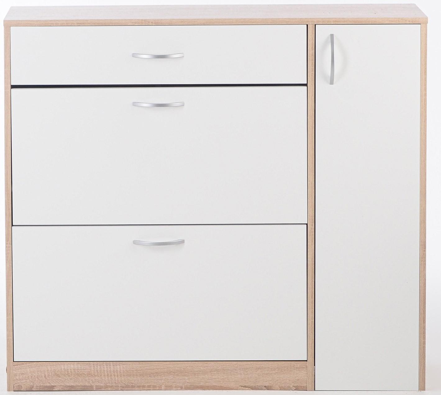 Обувница с дверью, 1060х280х960, Дуб сонома/Белый