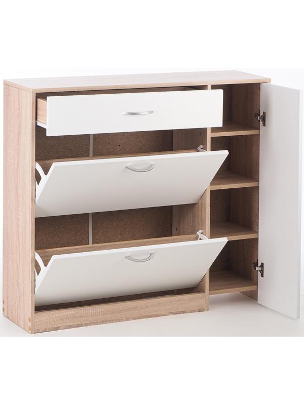 Обувница с дверью, 1060х280х960, Дуб сонома/Белый