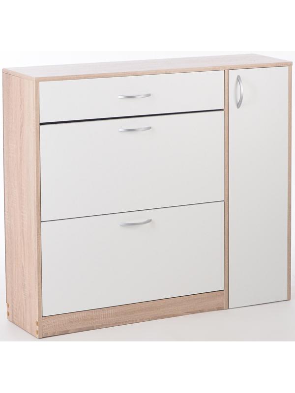 Обувница с дверью, 1060х280х960, Дуб сонома/Белый
