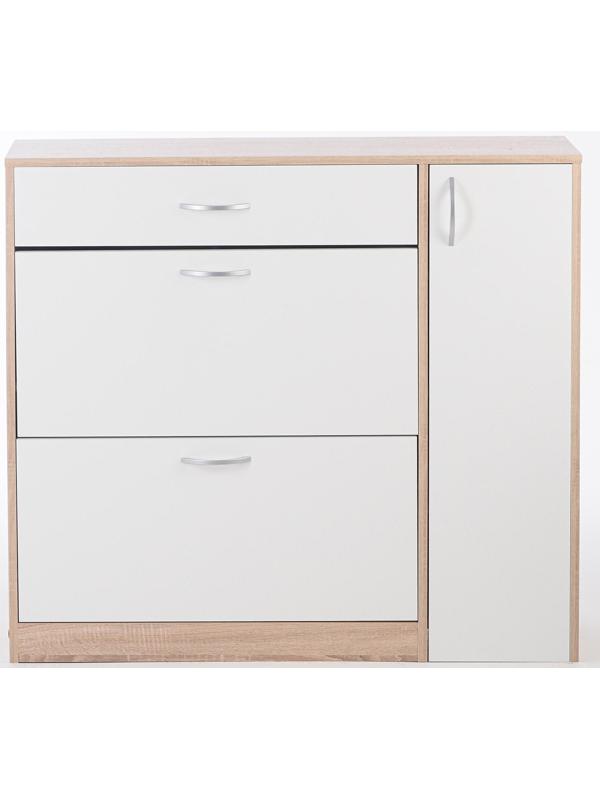 Обувница с дверью, 1060х280х960, Дуб сонома/Белый