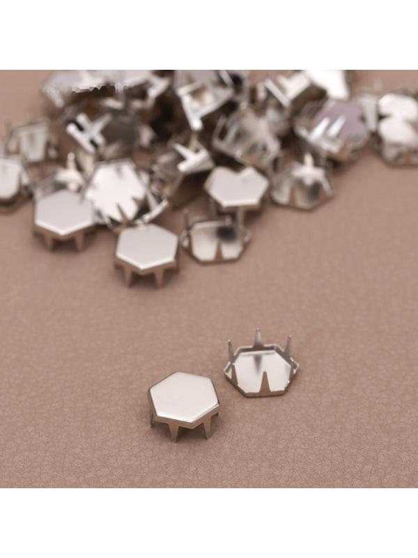 Хольнитен «Шестигранник», 10 × 10 мм, 4 крепления, 50 шт, цвет серебряный