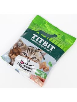 Лакомство для кошек Titbit Хрустящие подушечки, сыр/паштет из кролика, 30 г