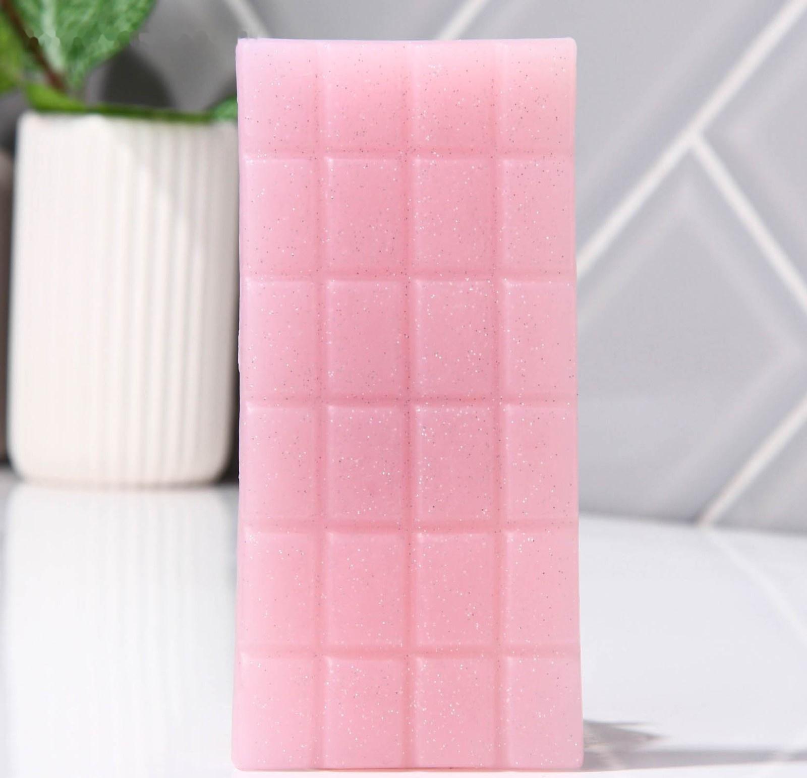 Фигурное мыло ручной работы в форме плитки шоколада, 80 г, МИКС (миндаль/ваниль/молоко)