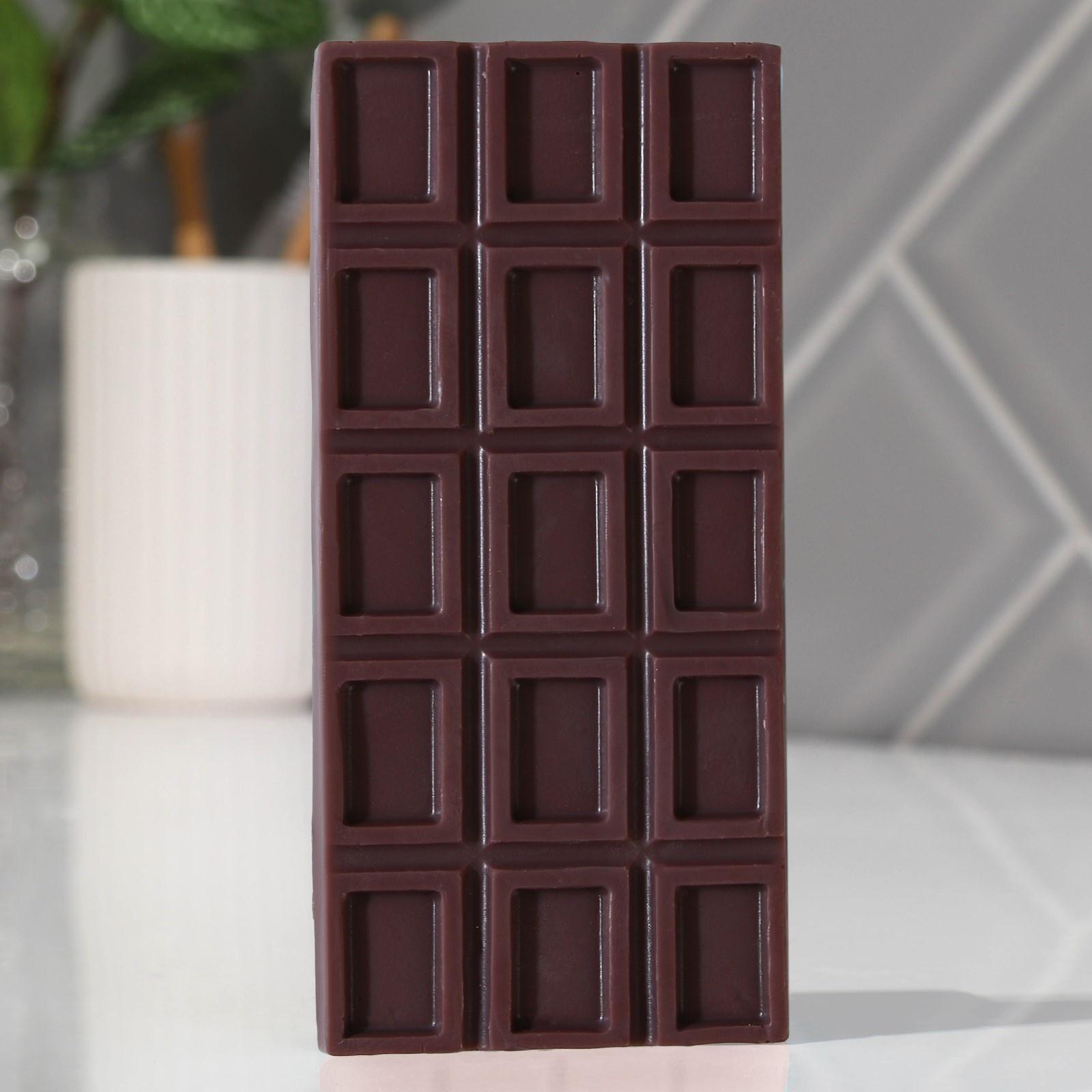 Фигурное мыло ручной работы в форме плитки шоколада, 80 г, МИКС (миндаль/ваниль/молоко)