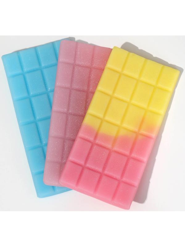 Фигурное мыло ручной работы в форме плитки шоколада, 80 г, МИКС (миндаль/ваниль/молоко)