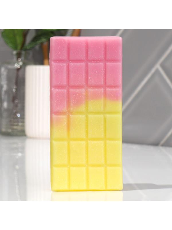 Фигурное мыло ручной работы в форме плитки шоколада, 80 г, МИКС (миндаль/ваниль/молоко)