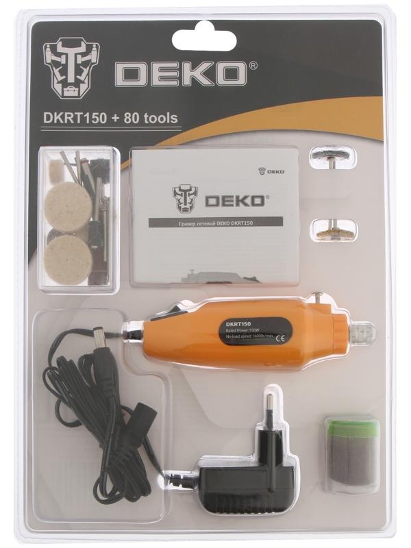 Гравер сетевой DEKO DKRT150, 150 Вт, 16000 об/мин, цанга 2.4 мм, 80 аксессуаров