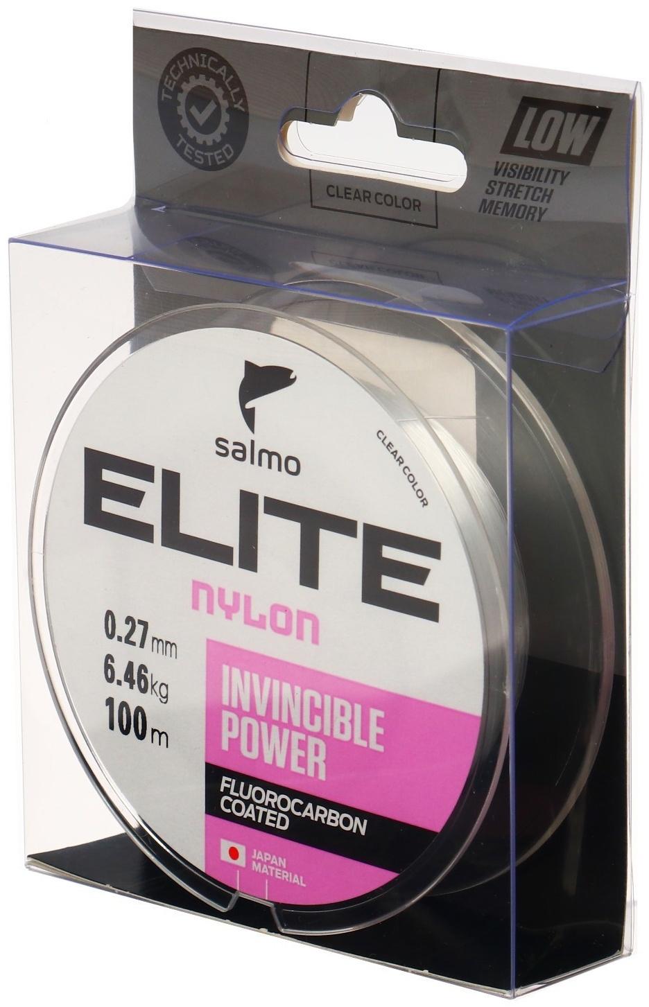 Леска монофильная Salmo Elite FLUORO COATED NYLON, диаметр 0.27 мм, тест 6.46 кг, 100 м, прозрачная