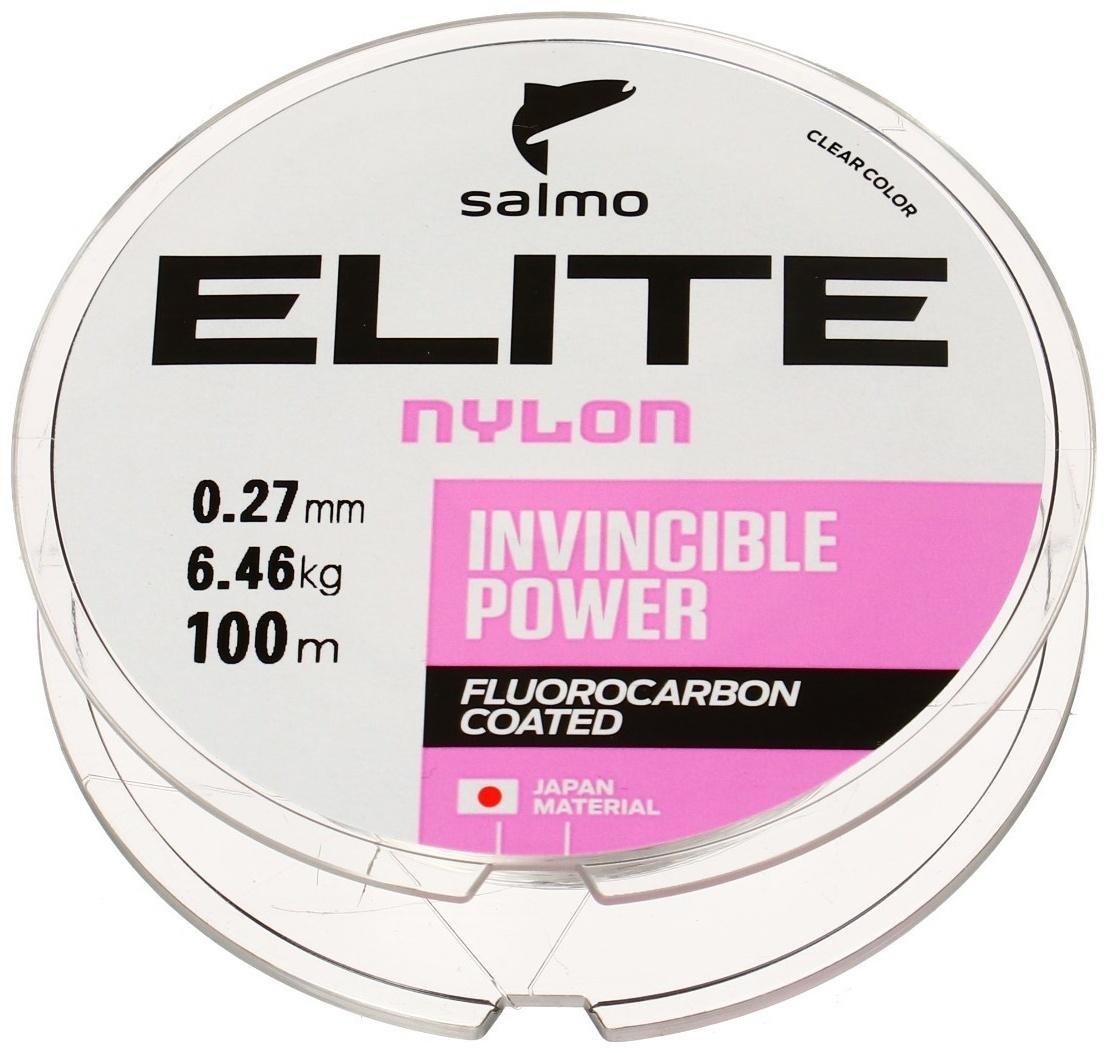 Леска монофильная Salmo Elite FLUORO COATED NYLON, диаметр 0.27 мм, тест 6.46 кг, 100 м, прозрачная