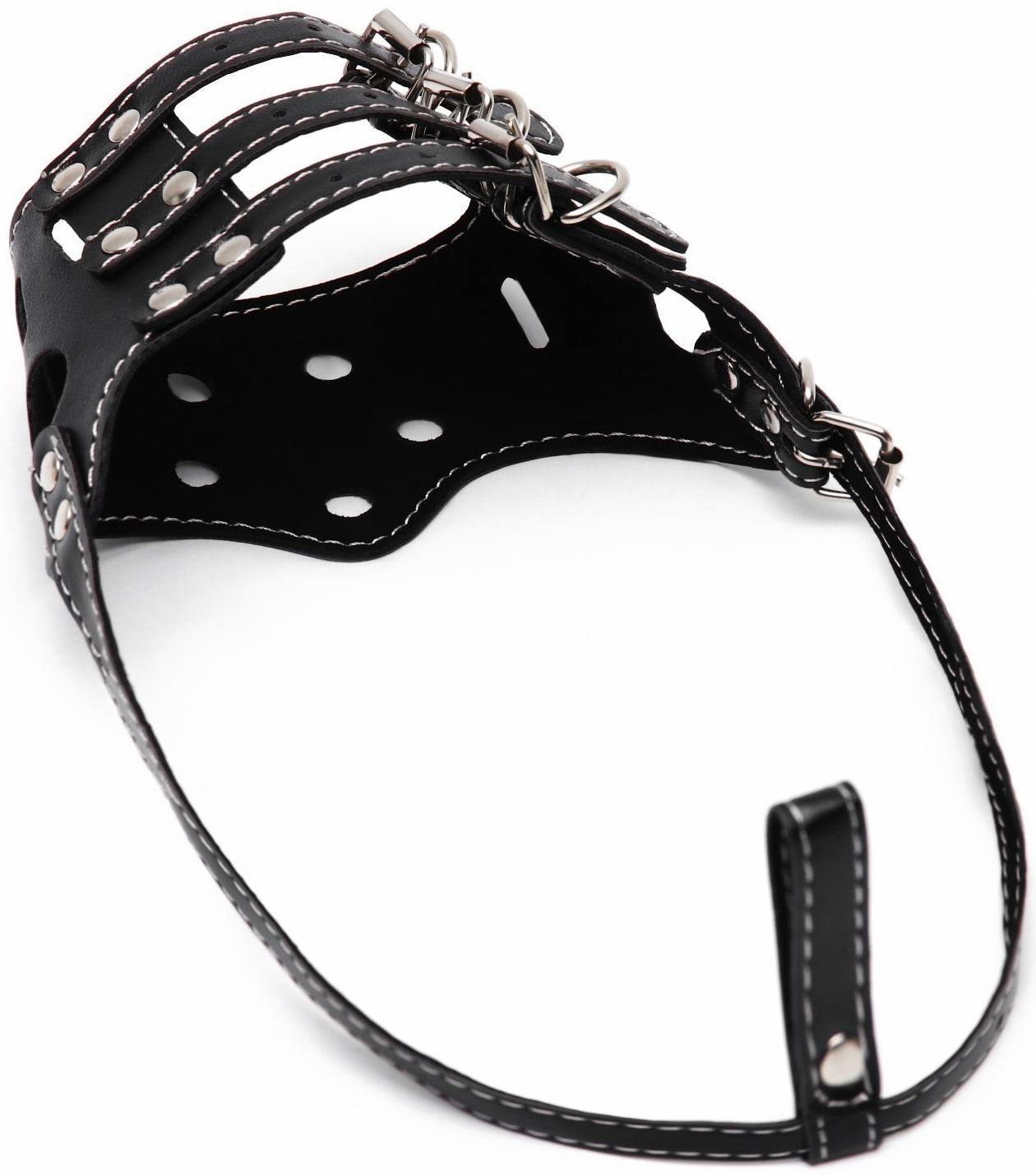 Намордник из прессованной кожи регулируемый, 3 (длина по носу 6,8 см, обхват морды 21-28 см), чёрный