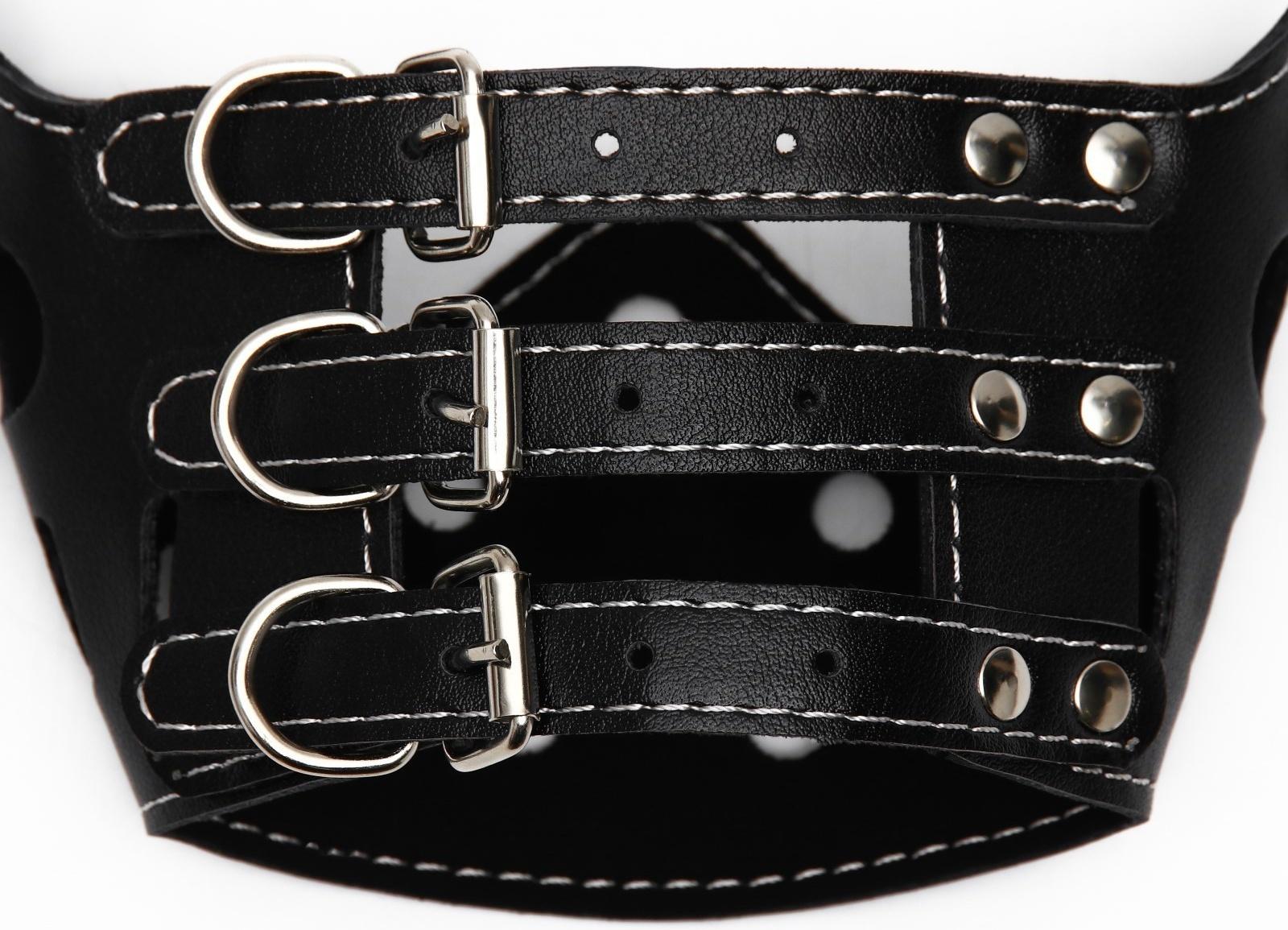 Намордник из прессованной кожи регулируемый, 3 (длина по носу 6,8 см, обхват морды 21-28 см), чёрный