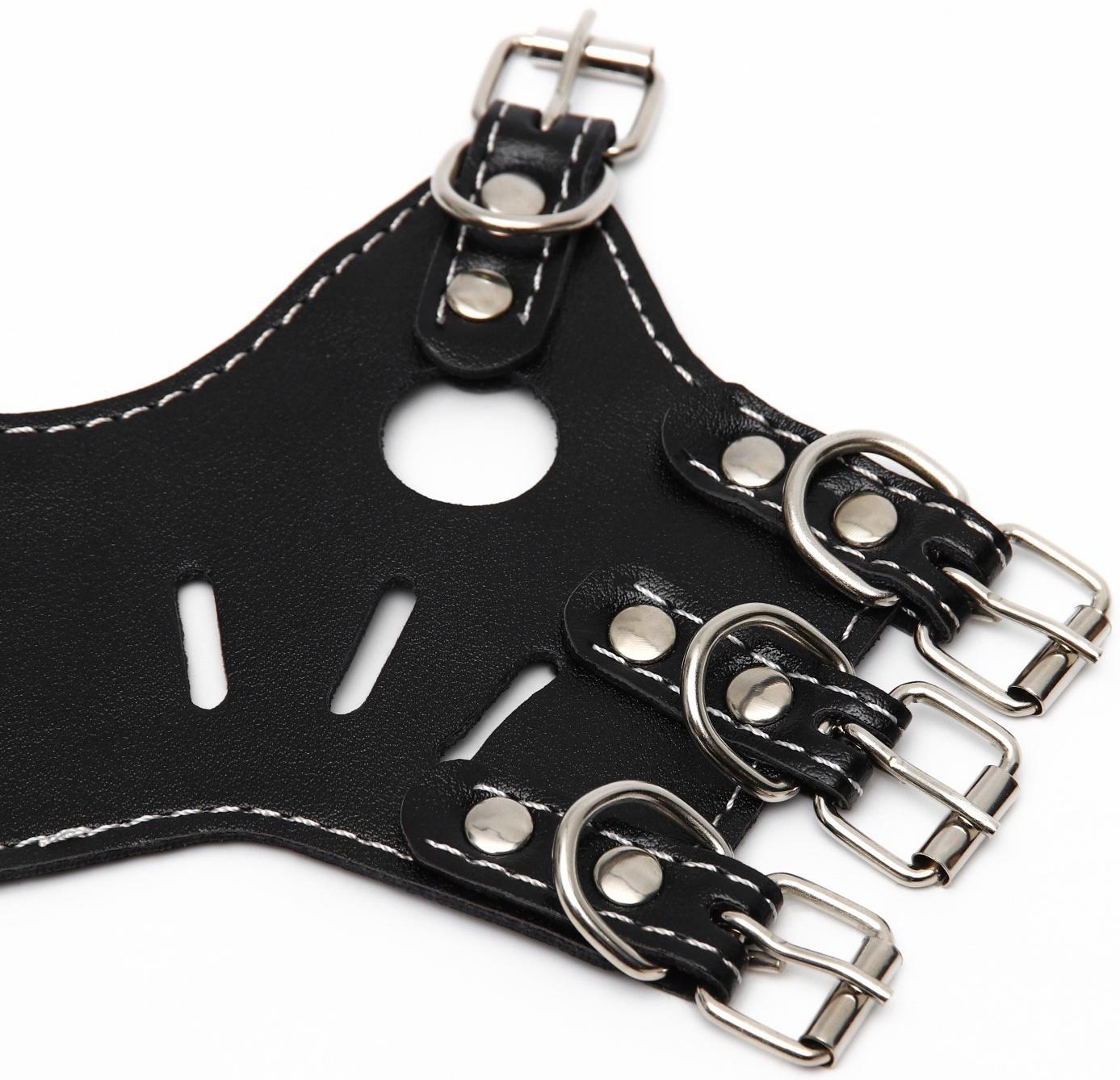 Намордник из прессованной кожи регулируемый, 3 (длина по носу 6,8 см, обхват морды 21-28 см), чёрный